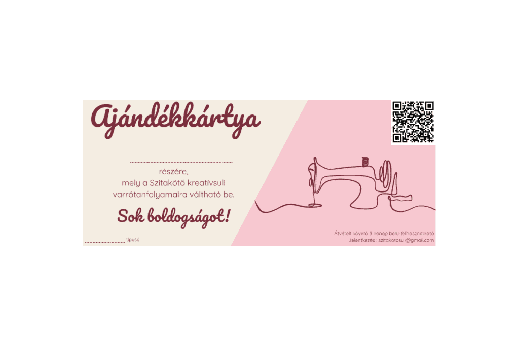 Varrós ajándékkártya varrótanfolyamra – kreatív ajándék kezdőknek és haladóknak