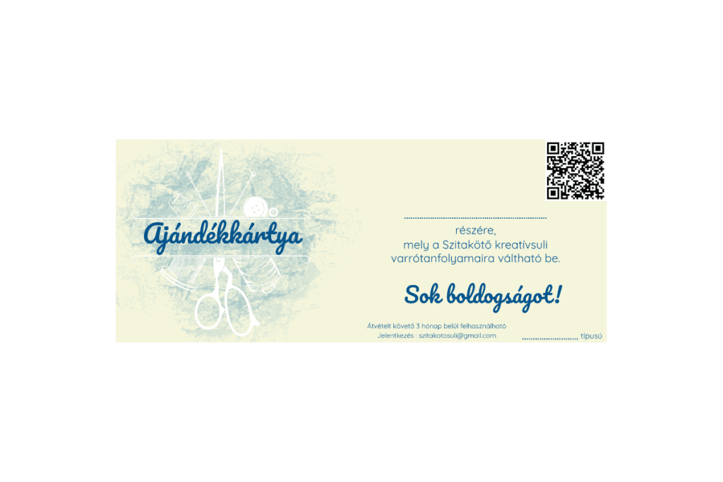 Varrós ajándékkártya varrótanfolyamra – kreatív ajándék kezdőknek és haladóknak
