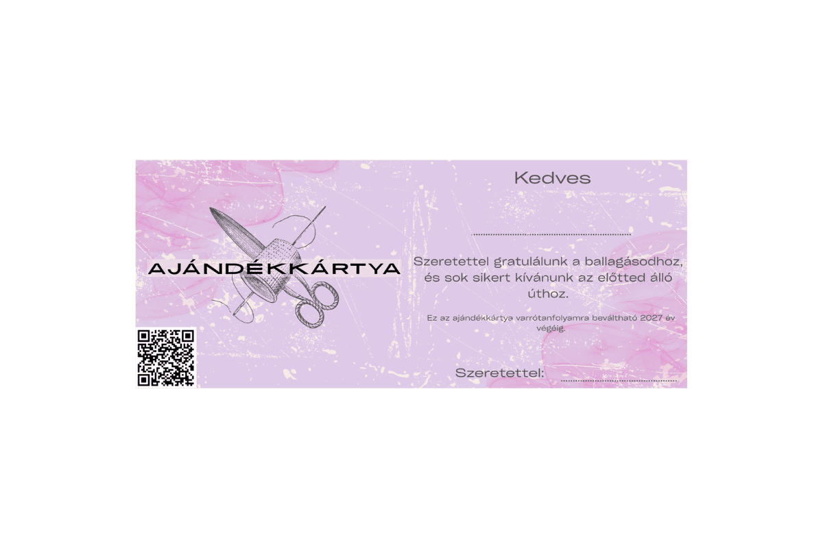 Varrós ajándékkártya varrótanfolyamra – kreatív ajándék kezdőknek és haladóknak