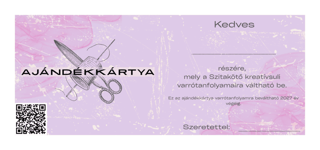 Varrós ajándékkártya varrótanfolyamra – kreatív ajándék kezdőknek és haladóknak